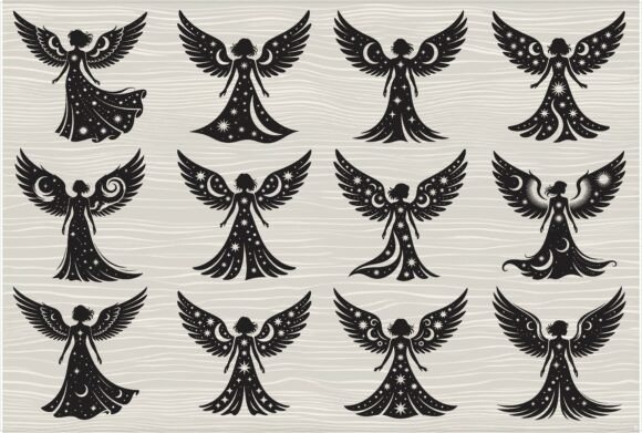 Angel Silhouette Vectors for Real Embroidery Projects