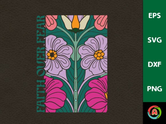 Boho Flower Faith Over Fear for Real Embroidery Projects