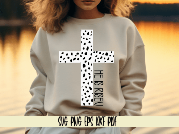 Dalmatian Dots Cross He Is Risen Easter