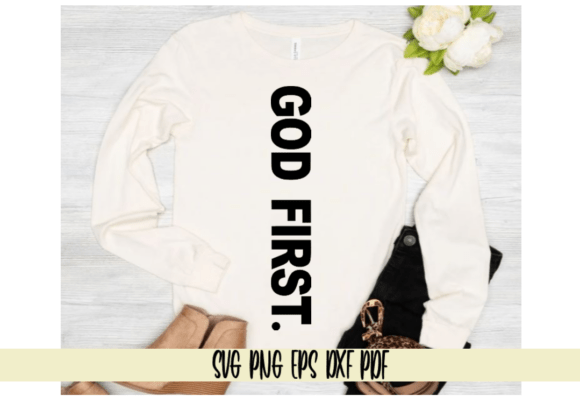 God First. Vertical Design for Real Embroidery Projects