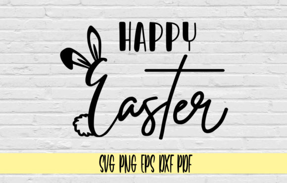Happy Easter with Bunny Ears and Cross