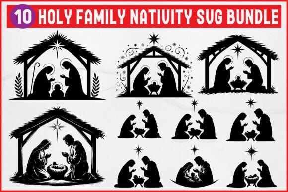 Holy Family Nativity SVG Bundle for Embroidery Projects