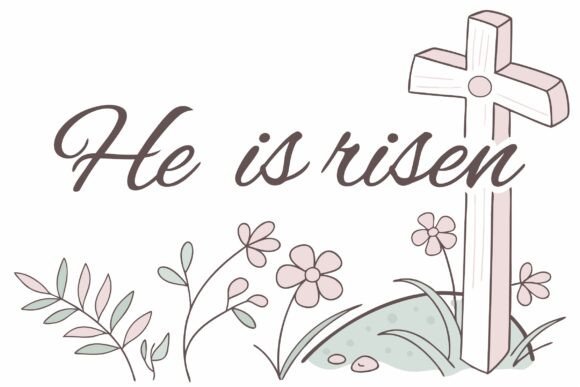 Watercolor Cross with Floral Elements